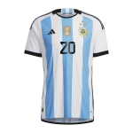 New MAC ALLISTER #20 Argentina Three Stars Home World Cup 2022 Champion Authentic Jersey