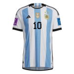 New SignMESSI #10 Argentina Three Stars Home 2022 Champion Authentic Jersey