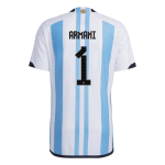 New ARMANI #1 Argentina Three Stars Home World Cup 2022 Champion Authentic Jersey