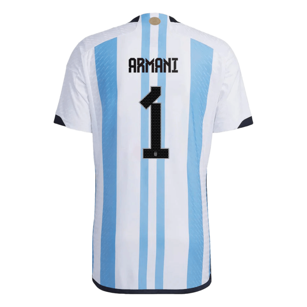 New ARMANI #1 Argentina Three Stars Home World Cup 2022 Champion Authentic Jersey