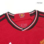 Manchester United Home Long Sleeve Kids Soccer Jerseys Kit 2023/24