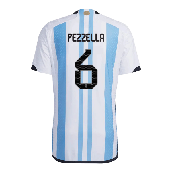 New PEZZELLA #6 Argentina Three Stars Home World Cup 2022 Champion Authentic Jersey